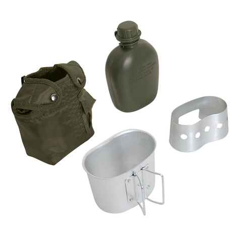Rothco 4 Piece Canteen Kit With Cover, Aluminum Cup & Stove / Stand - Olive Drab