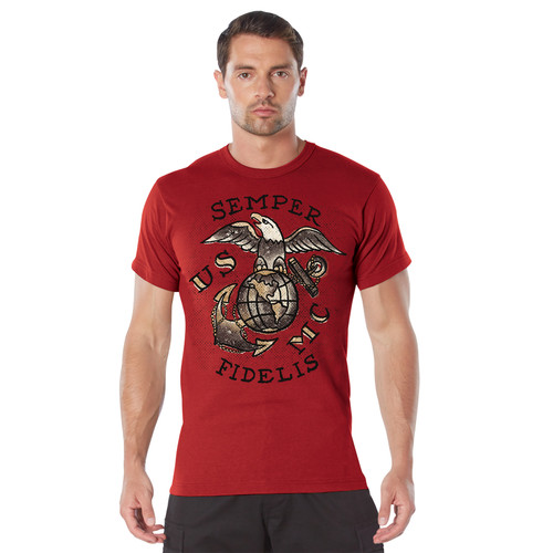 Rothco USMC Semper Fidelis T-Shirt - Red