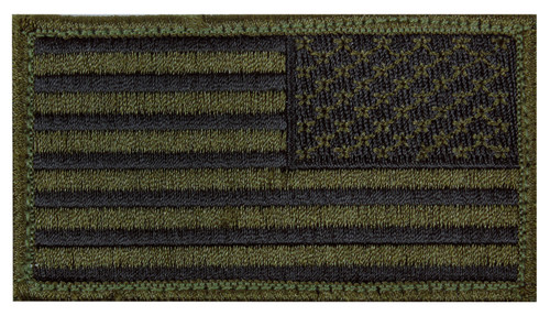 Rothco American Flag Patch - Hook Back - Olive Drab / Black / Reverse