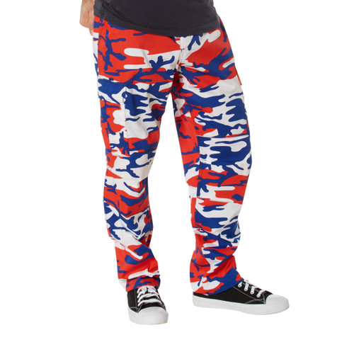 Rothco Color Camo Tactical BDU Pants - Red / White / Blue Camo