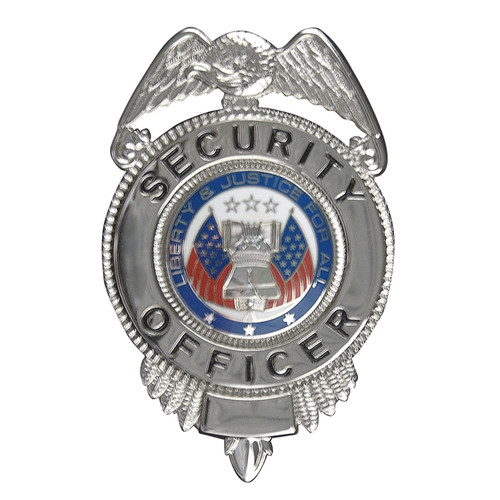 Rothco Security Officer Badge With Flags - Silver