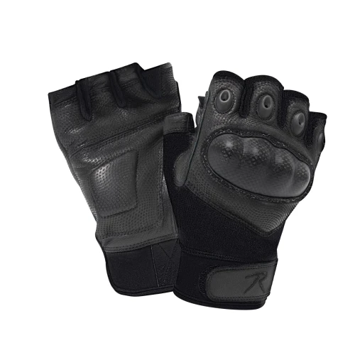 Rothco Fingerless Cut-Resistant Carbon Hard Knuckle Gloves - Black 