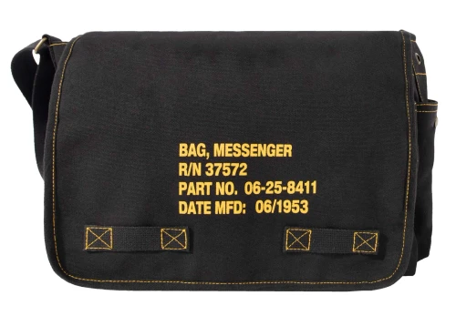 Heavyweight Canvas Classic Messenger Bag With Military Stencil 