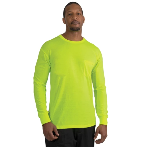 Rothco Moisture Wicking Long Sleeve Pocket T-Shirt - Safety Green