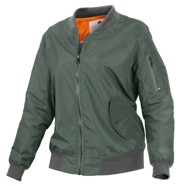 Rothco Womens Lightweight MA-1 Flight Jacket - Sage Green