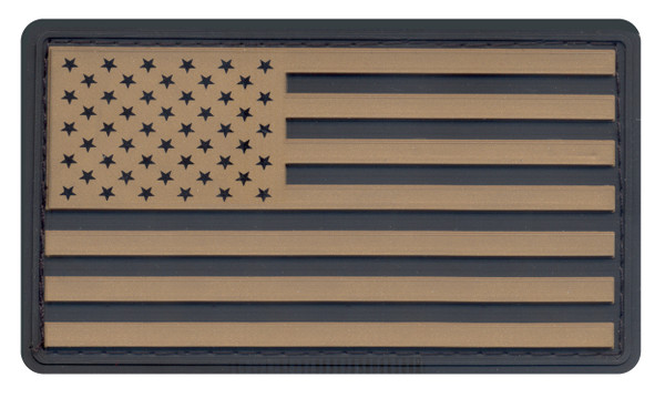 Rothco PVC US Flag Patch With Hook Back - Black / Khaki / Bulk Packaging