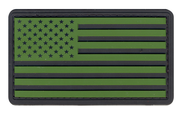 Rothco PVC US Flag Patch With Hook Back - Black / Olive Drab / Bulk Packaging