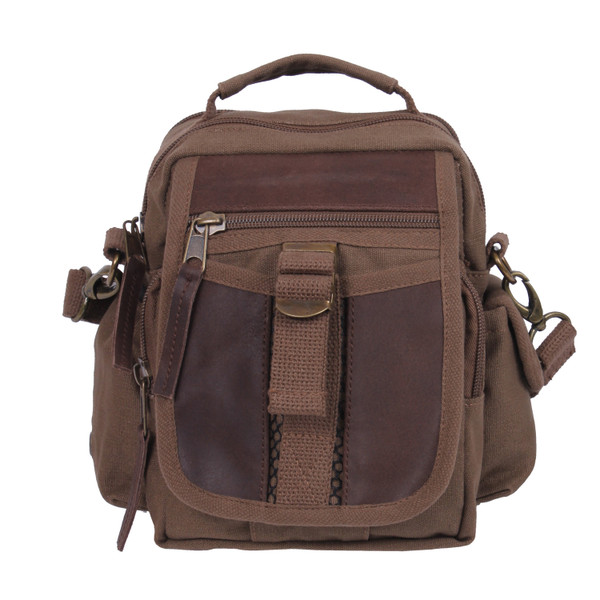 Rothco Vintage Canvas & Leather Travel Shoulder Bag - Brown