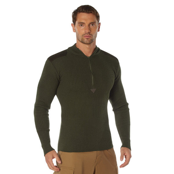 Rothco Quarter Zip Acrylic Commando Sweater - Olive Drab