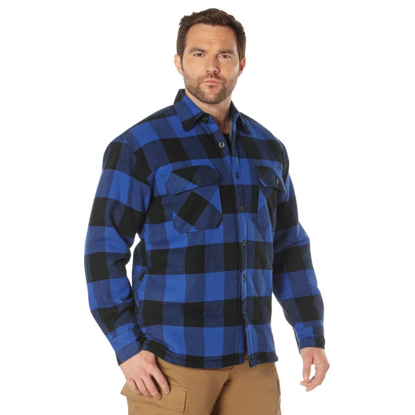 Rothco Extra Heavyweight Buffalo Plaid Sherpa Lined Flannel Shirts - Blue Plaid