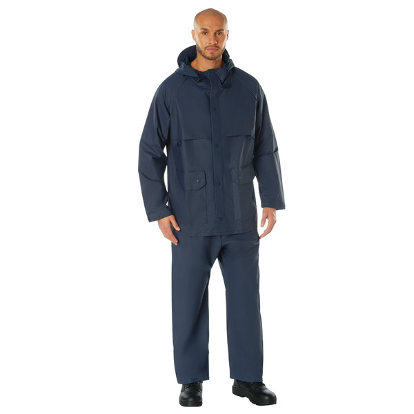 Rothco 2 Piece Microlite PVC Rainsuit - Navy Blue