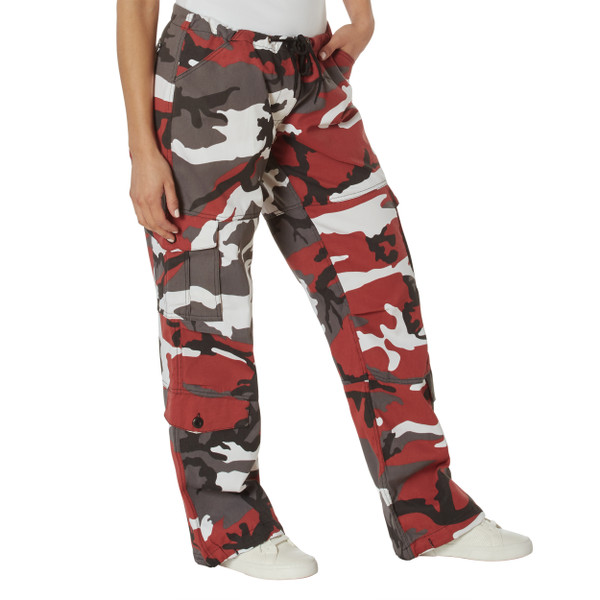 Rothco Womens Paratrooper Colored Camo Fatigues - Red Camo