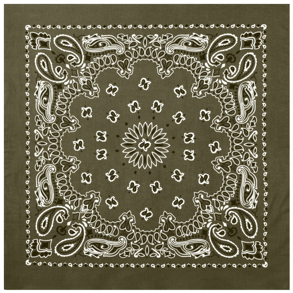 Rothco Trainmen Paisley Bandana - 22" X 22" - Olive Drab