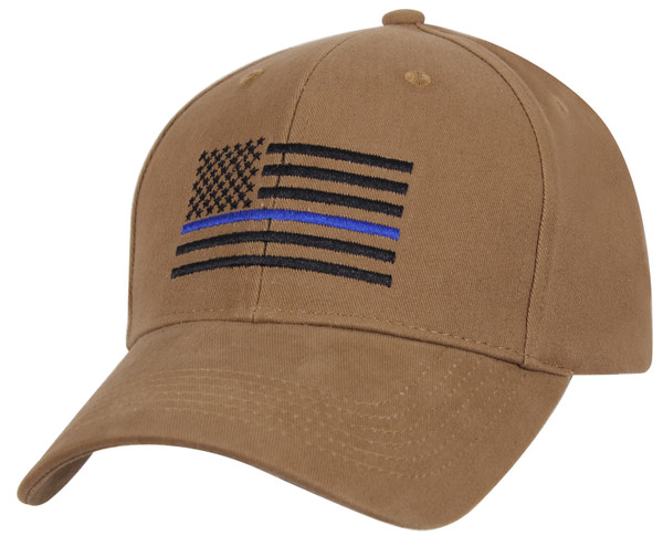 Rothco Thin Blue Line Flag Low Profile Cap - Coyote Brown