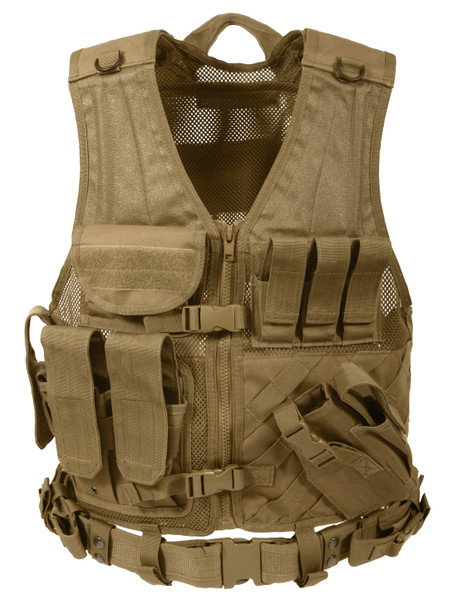 Rothco Cross Draw MOLLE Tactical Vest - Coyote Brown