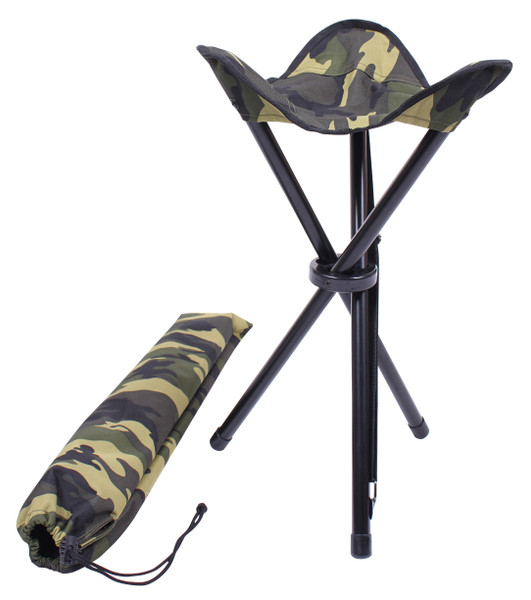 Rothco Collapsible Stool With Carry Strap - Woodland Camo