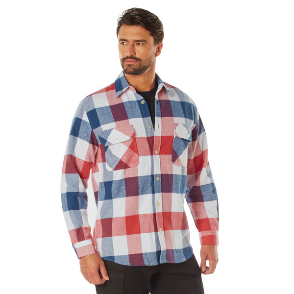 Rothco Extra Heavyweight Buffalo Plaid Flannel Shirt - Red / White / Blue Plaid