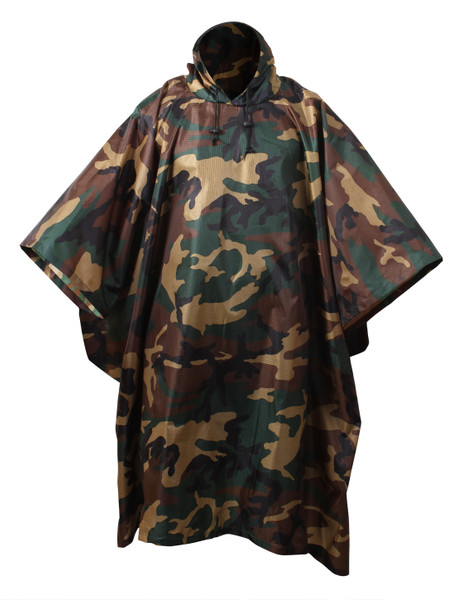 Rothco G.I. Type Rip-Stop Poncho - Woodland Camo