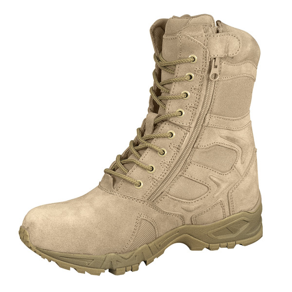 Rothco Forced Entry Deployment Boots With Side Zipper - 8 Inch - Tan / 3 / Regular