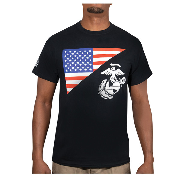 Rothco US Flag / USMC Eagle, Globe, & Anchor T Shirt - Black