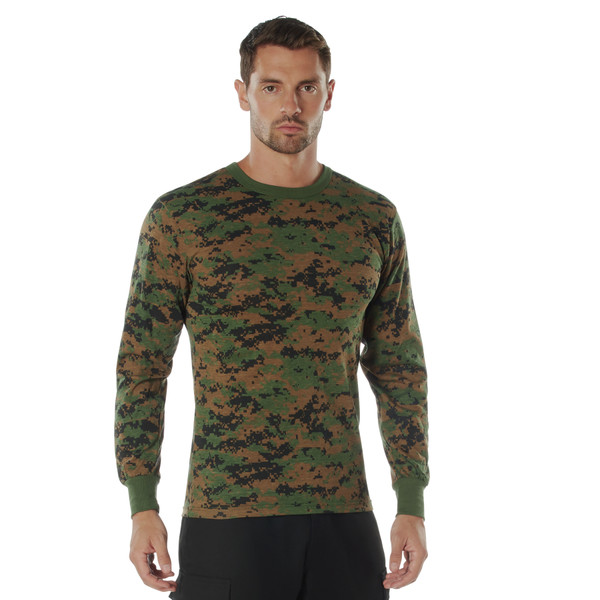 Rothco Long Sleeve Digital Camo T-Shirt - Woodland Digital Camo