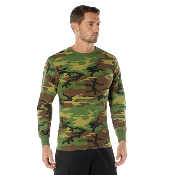 Rothco Long Sleeve Color Camo T-Shirt - Woodland Camo