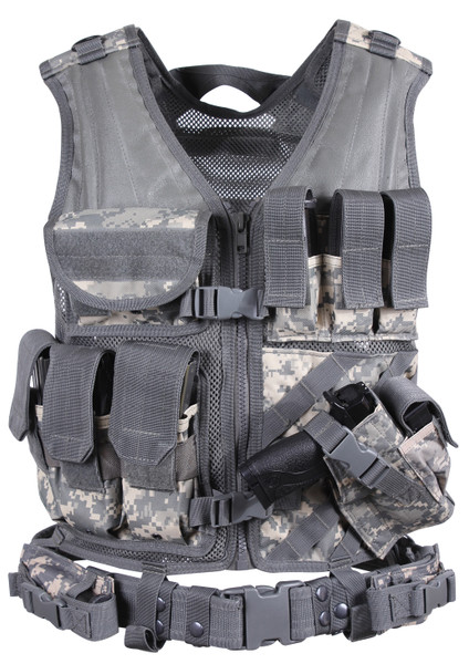 Rothco Cross Draw MOLLE Tactical Vest - ACU Digital Camo