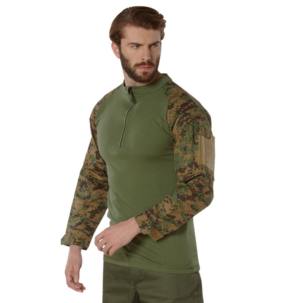 Rothco 1/4 Zip Tactical Airsoft Combat Shirt - Woodland Digital Camo