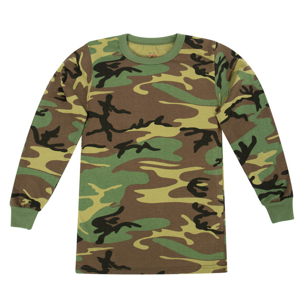 Rothco Kids Long Sleeve Camo T-Shirt - Woodland Camo