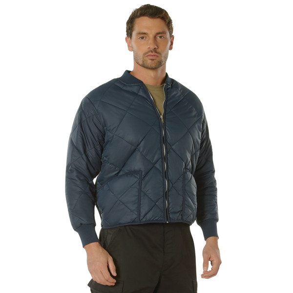Rothco Diamond Quilted Nylon Flight Jacket - Navy Blue