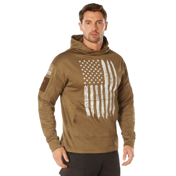 Rothco Concealed Carry U.S. Flag Hoodie - Coyote Brown