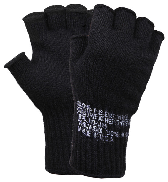 Rothco Fingerless Wool Gloves - Black