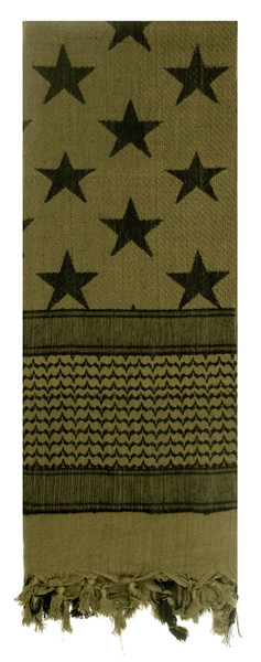Rothco Stars and Stripes US Flag Shemagh Tactical Desert Keffiyeh Scarf - Olive Drab