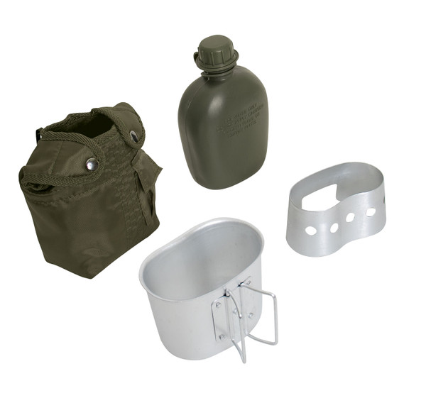 Rothco 4 Piece Canteen Kit With Cover, Aluminum Cup & Stove / Stand - Olive Drab