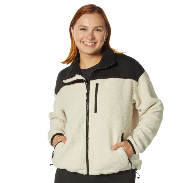 Rothco Womens Trailsman Sherpa Fleece Jacket - Cream/Black