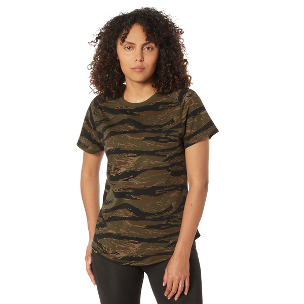 Rothco Womens Essential Moisture Wicking Raglan Sleeve T-Shirt - Tiger Stripe Camo