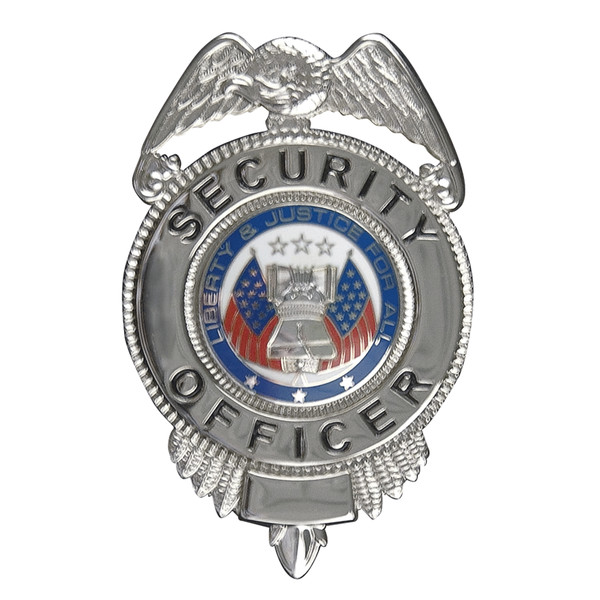 Rothco Security Officer Badge With Flags - Silver