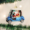 Old World Golf Cart Santa Glass Christmas Ornament 