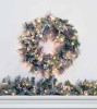 24" Frosted Virginia Wreath - Clear LED