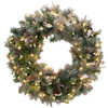 30" Frosted Virginia Wreath - Clear LED