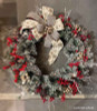 36" Frosted Virginia Wreath - Clear LED