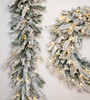 6' X 14" Flocked Lucerne Garland- Battery Operated Clear LED