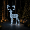 6' Silver Reindeer With 1000 Cool White LED Lights
