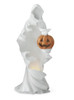 20" White Drapped Ghost Holding Pumpkin LED w/Timer