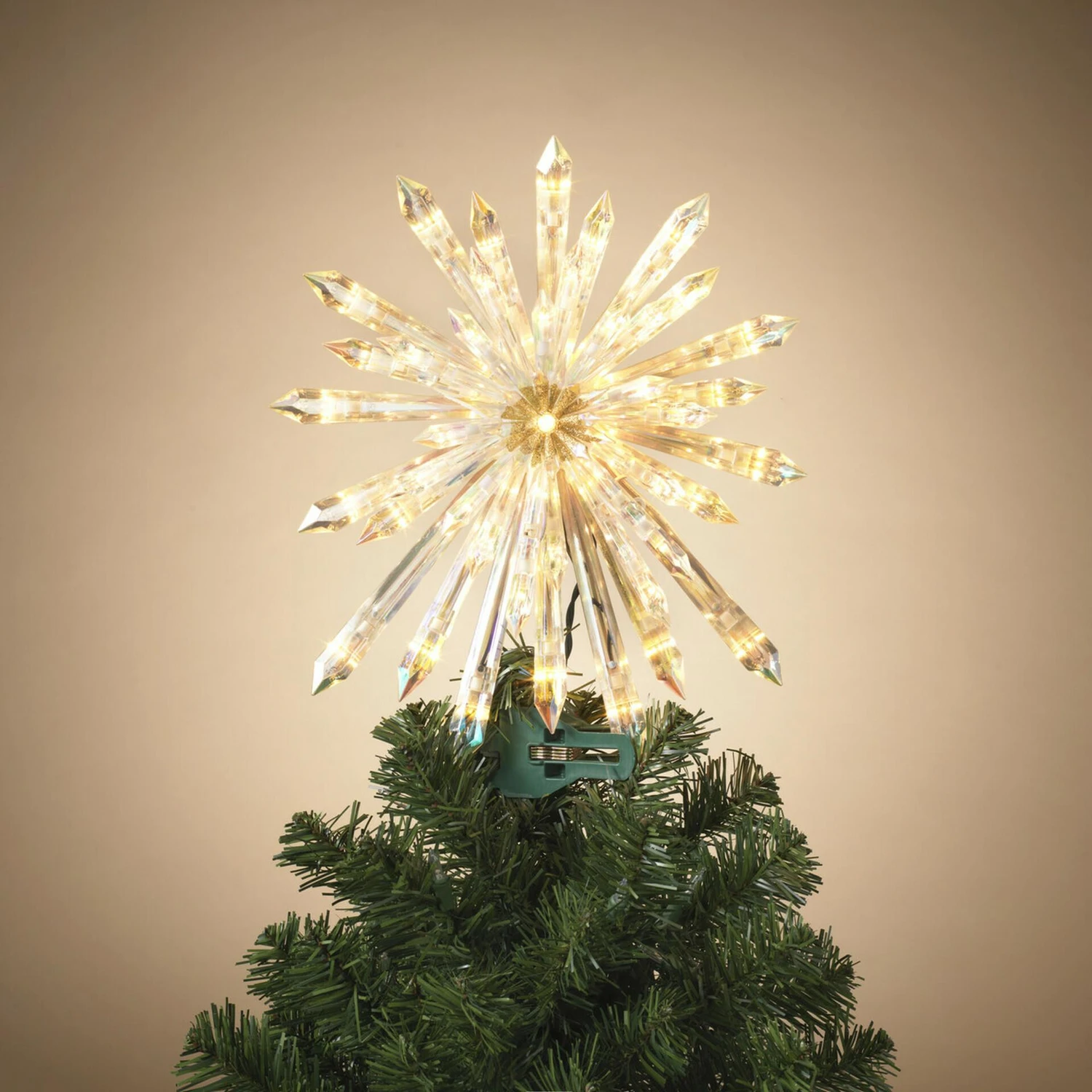 Crystal Star Tree Topper Northlight 9" Pre Lit Gold And Amber Crystal