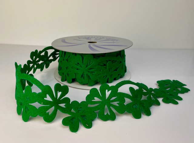 Felt Shamrock Cutout Ribbon 2.5" X 10yd from Treetime