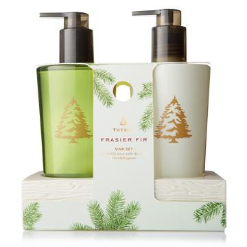  Thymes Frasier Fir Sink Set with Ceramic Caddy 8.25 oz.each 