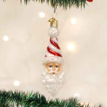 Old World Peppermint Twist Santa Glass Christmas Ornament 