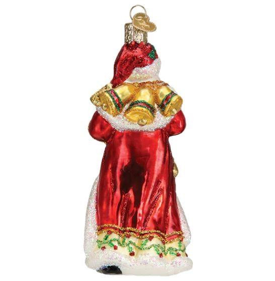 Old World Father Christmas w/Bells Glass Christmas Ornament 