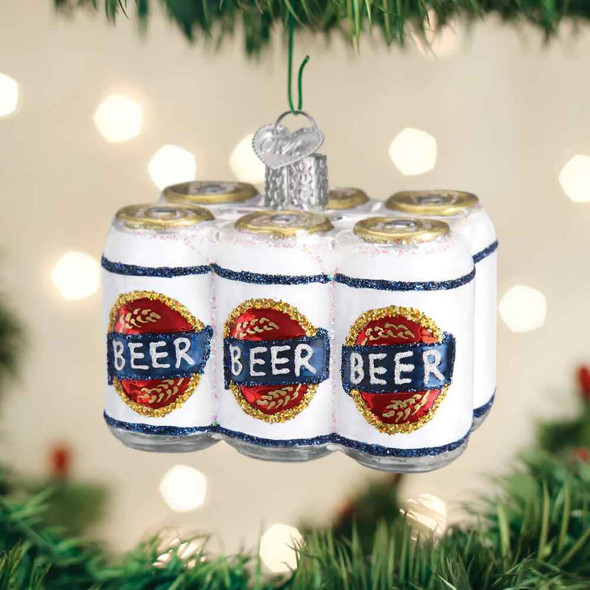 Old World Six Pack of Beer Glass Christmas Ornament 